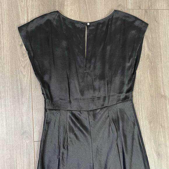 Madewell Belinda Wide V Neck Satin Chic Midi Side Slit Dress US Women's 2 New - Picture 6 of 10